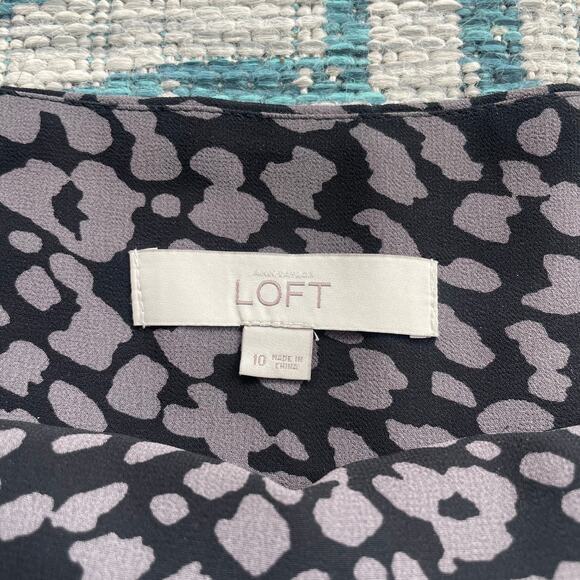 LOFT Leopard Print Pleated Mini Skirt in Black & Gray - Size 10 - Picture 4 of 7